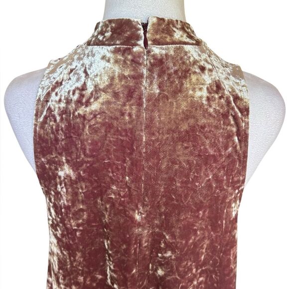 Cynthia Rowley Sleeveless Mini Dress Crushed Velvet High Neck Womens Small Pink - Picture 5 of 9